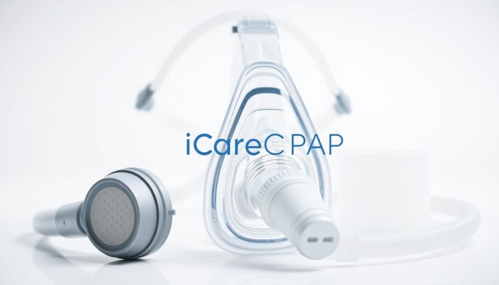 High-quality close-up image of various iCareCPAP CPAP machine accessories and components, including a CPAP nasal mask, tubing, and filter. The image should be well-lit, with a clean, white background that emphasizes the individual parts. The focus should be on showcasing the form, texture, and technical details of the accessories, conveying a sense of professionalism and attention to medical-grade quality. The overall composition should be symmetrical and visually appealing, highlighting the iCareCPAP branding prominently. High-quality close-up image of various iCareCPAP CPAP machine accessories and components, including a CPAP nasal mask, tubing, and filter. The image should be well-lit, with a clean, white background that emphasizes the individual parts. The focus should be on showcasing the form, texture, and technical details of the accessories, conveying a sense of professionalism and attention to medical-grade quality. The overall composition should be symmetrical and visually appealing, highlighting the iCareCPAP branding prominently.