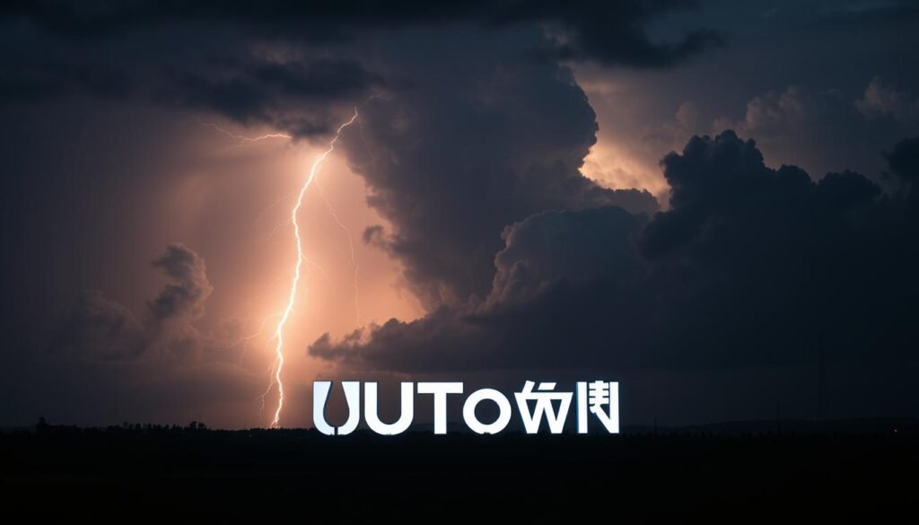 Dramatic bolt of lightning streaking across a stormy sky, casting an ominous glow on the horizon. Towering dark clouds loom overhead, hinting at an impending thunderstorm. In the foreground, the bold UTown logo stands resolute, subtly illuminated by the ethereal light. Shadows and highlights create a sense of depth and tension, drawing the viewer's eye to the powerful signal in the center. Moody, atmospheric lighting evokes a feeling of excitement and anticipation, perfectly capturing the essence of "根據訊號調整投注策略". Dramatic bolt of lightning streaking across a stormy sky, casting an ominous glow on the horizon. Towering dark clouds loom overhead, hinting at an impending thunderstorm. In the foreground, the bold UTown logo stands resolute, subtly illuminated by the ethereal light. Shadows and highlights create a sense of depth and tension, drawing the viewer's eye to the powerful signal in the center. Moody, atmospheric lighting evokes a feeling of excitement and anticipation, perfectly capturing the essence of "根據訊號調整投注策略".